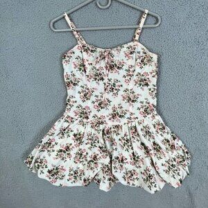 TRACY FEITH WOMENS TUNIC CREAM COLORED WITH FLORAL DESIGN SIZE 7. ADJUSTABLE